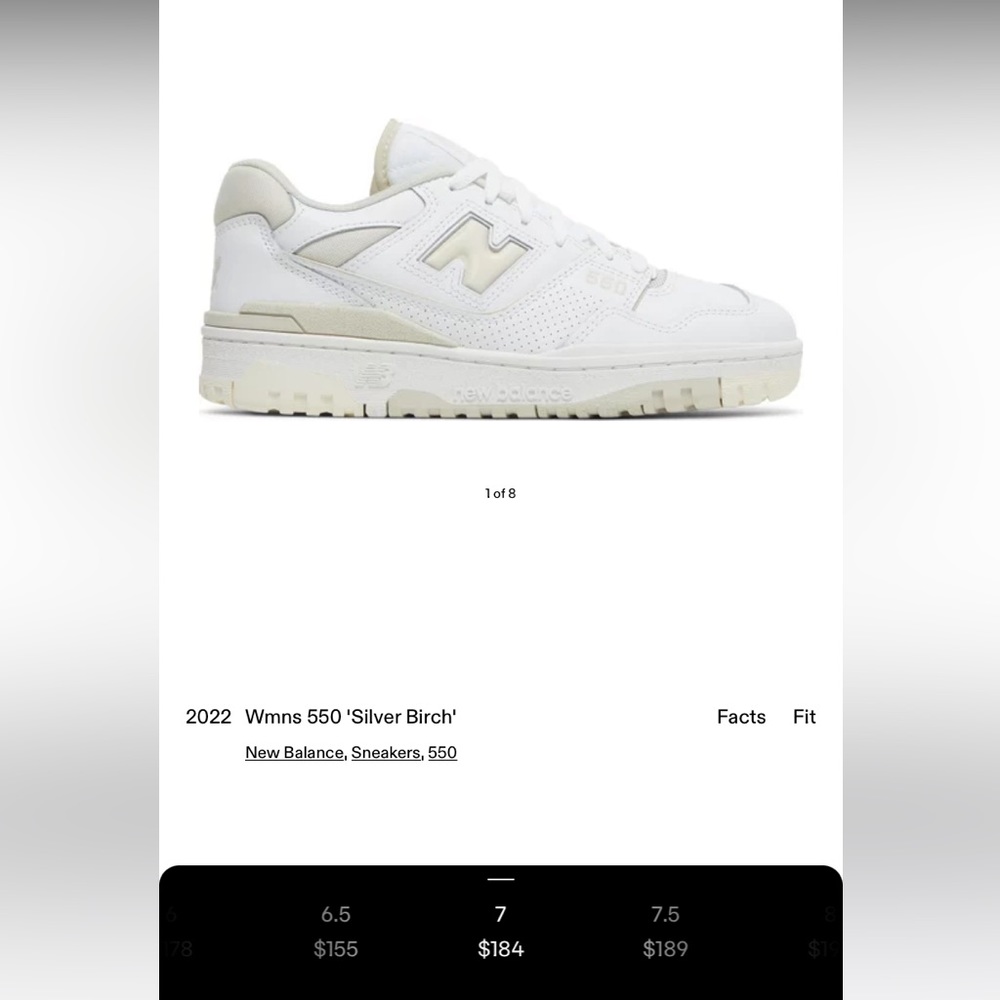 New balance silver birch 550 Fits Size 7 BRAND NEW (runs big fits size 7.5)